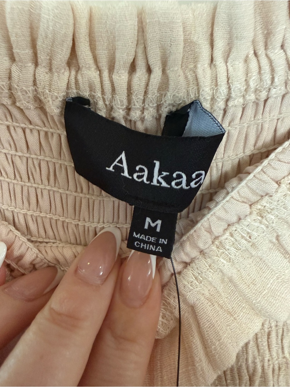 NWT Aakaa Smocked Waist Cream Tiered Maxi Skirt (m) - Picture 6 of 6